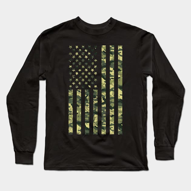 Camo American Flag Usa Camouflage Patriotic American Flag Long Sleeve T-Shirt by lam-san-dan